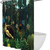 Jungle Lion Woman Shower Curtain for Green Plants Bathroom Decor, Henri Rousseau 