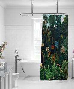 Jungle Lion Woman Shower Curtain for Green Plants Bathroom Decor, Henri Rousseau