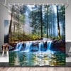 Jungle Misty Forest Waterfall Shower Curtain for Scenic Nature Bathroom Decor 