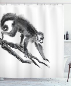 Jungle Monkey Print Animal Shower Curtain For Bathroom Decor