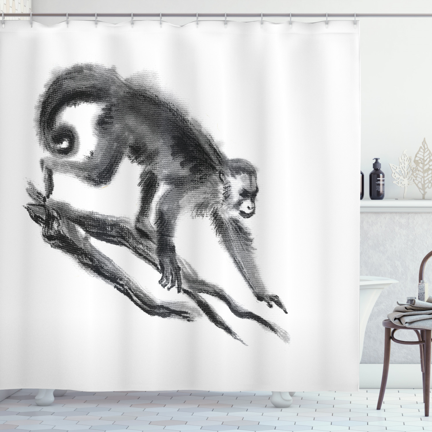 Jungle Monkey Print Animal Shower Curtain For Bathroom Decor - Image 3