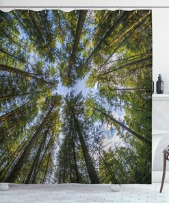 Jungle Moss Forest Trees Print Shower Curtain for a Natural and Calming Bathroom Decor