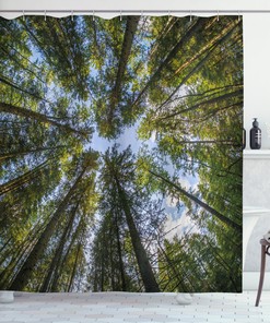Jungle Moss Forest Trees Print Shower Curtain for a Natural and Calming Bathroom Decor