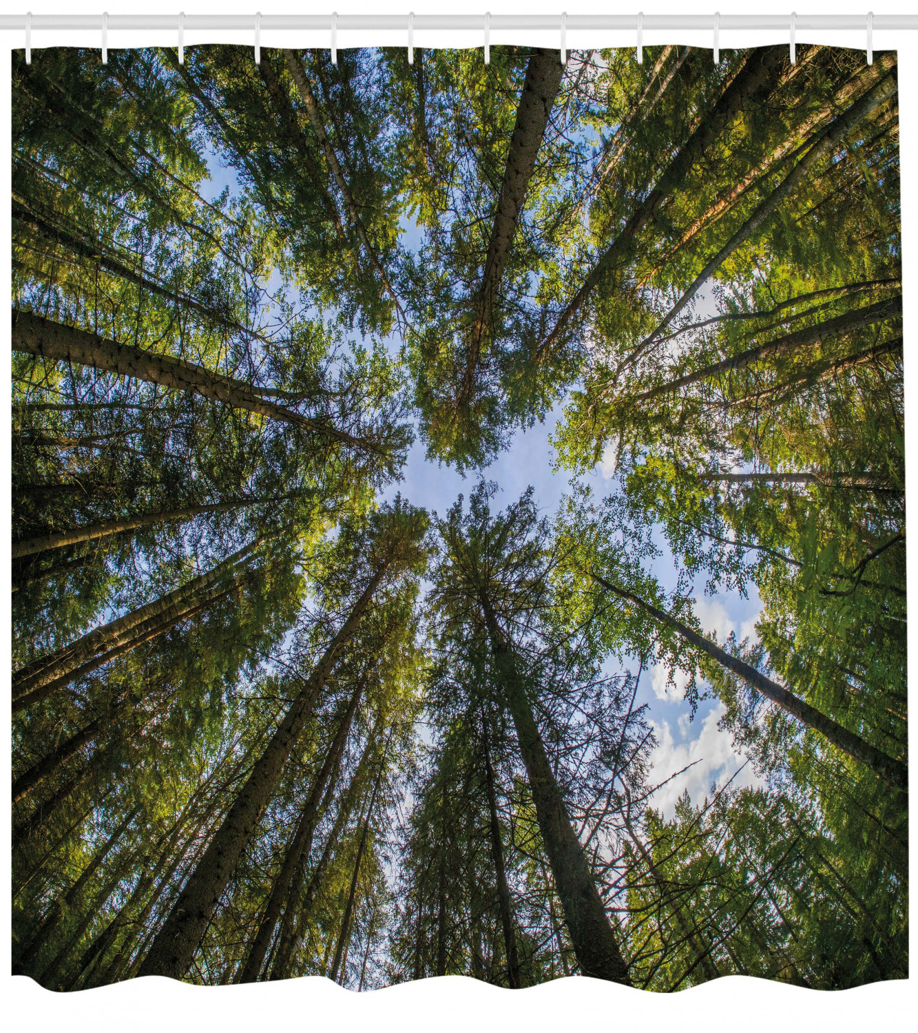 Jungle Moss Forest Trees Print Shower Curtain for a Natural and Calming Bathroom Decor