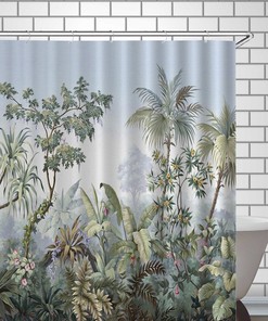 Jungle Oasis: Shower Curtain with Tropical Print for Exotic Bathroom Decor
