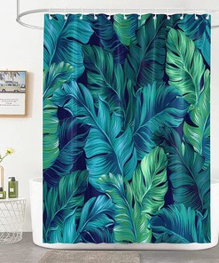 Jungle Palm Leaf Banana Leaf Shower Curtain for a Tropical Bathroom