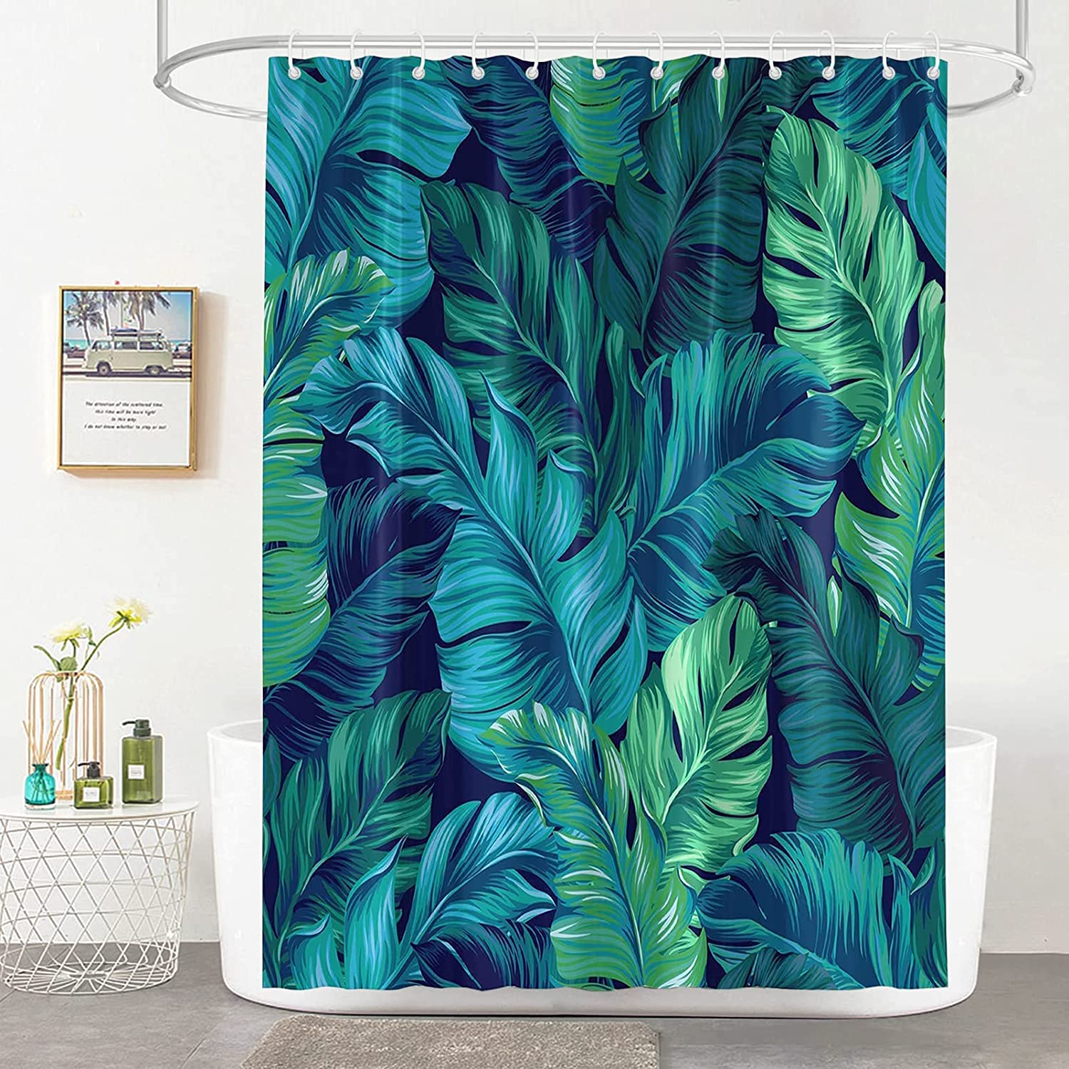 Jungle Palm Leaf Banana Leaf Shower Curtain for a Tropical Bathroom