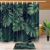 Jungle Plants Palm Leaves Shower Curtain Set For Exotic Bathroom Decor
