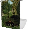 Jungle Prints Green Shower Curtain With Henri Rousseau Rustic Style For Bathroom Decor