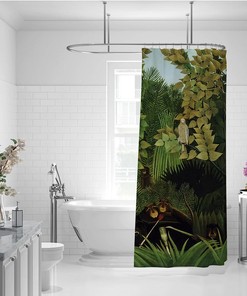 Jungle Prints Green Shower Curtain With Henri Rousseau Rustic Style For Bathroom Decor