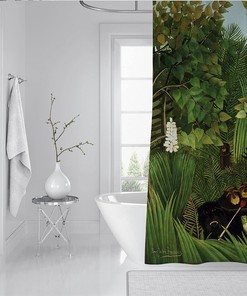 Jungle Prints Green Shower Curtain With Henri Rousseau Rustic Style For Bathroom Decor
