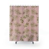 Jungle Sage Green Leaves Floral Shower Curtain With Dusty Pink For Cottage Bathroom