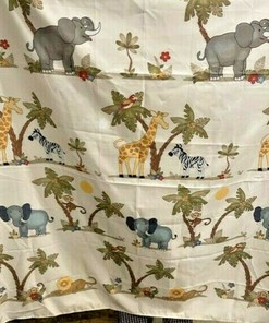 Jungle Shower Curtain with Monkeys, Lions, Elephants, and Zebras Printed- Waterproof and Kid-friendly Bathroom Accessory