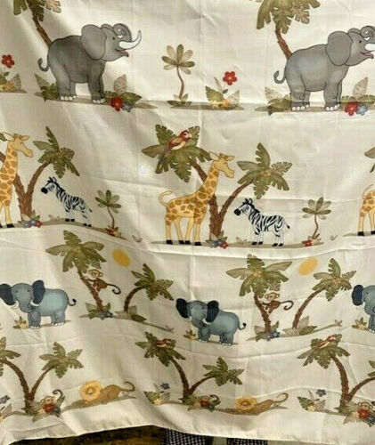 Jungle Shower Curtain with Monkeys, Lions, Elephants, and Zebras Printed- Waterproof and Kid-friendly Bathroom Accessory