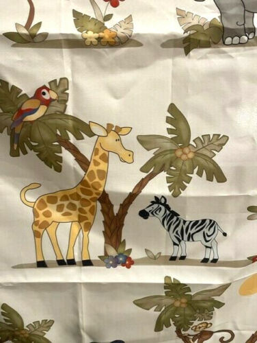 Jungle Shower Curtain with Monkeys, Lions, Elephants, and Zebras Printed- Waterproof and Kid-friendly Bathroom Accessory
