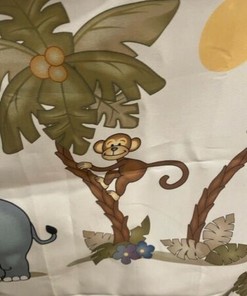 Jungle Shower Curtain with Monkeys, Lions, Elephants, and Zebras Printed- Waterproof and Kid-friendly Bathroom Accessory