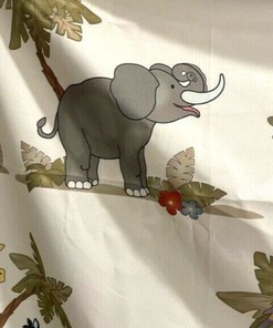 Jungle Shower Curtain with Monkeys, Lions, Elephants, and Zebras Printed- Waterproof and Kid-friendly Bathroom Accessory