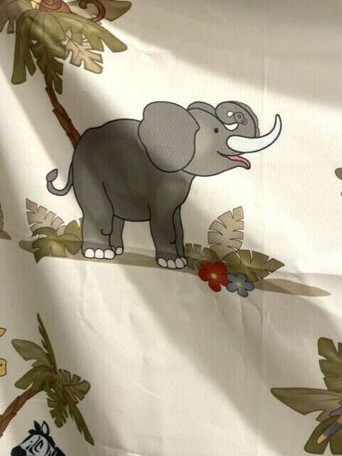 Jungle Shower Curtain with Monkeys, Lions, Elephants, and Zebras Printed- Waterproof and Kid-friendly Bathroom Accessory