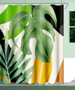 Jungle Shower Curtain with Palm Leaf Print for a Modern Bathroom