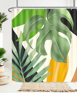 Jungle Shower Curtain with Palm Leaf Print for a Modern Bathroom