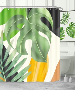 Jungle Shower Curtain with Palm Leaf Print for a Modern Bathroom