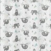 Jungle Sloth Leaf Print Shower Curtain in Blue and Grey by Sweet Jojo Designs for Bathroom Decor