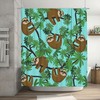 Jungle Sloths Shower Curtain Lazy Animals Hanging in Rainforest, Blue Fabric Household Bathtub Waterproof Curtain  