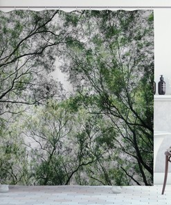 Jungle Spring Season Shower Curtain - Scenery Print for Restroom