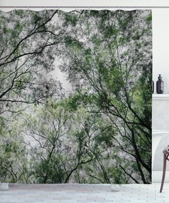 Jungle Spring Season Shower Curtain - Scenery Print for Restroom