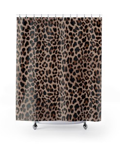 Jungle Theme Leopard Shower Curtain, Safari Bathroom Decor