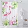 Jungle Theme Shower Curtain Flamingo & Tropical Floral Print