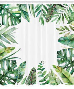 Jungle Themed Picture Print Shower Curtain for Bathroom with Plant Print