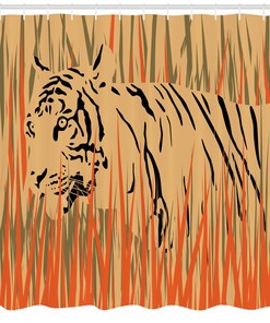 Jungle Tiger Print Shower Curtain - African Wildlife Bathroom Decor