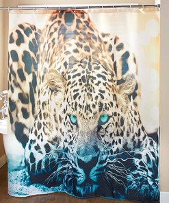 Jungle Tiger Shower Curtain with Leopard Print for a Wild Bathroom Decor