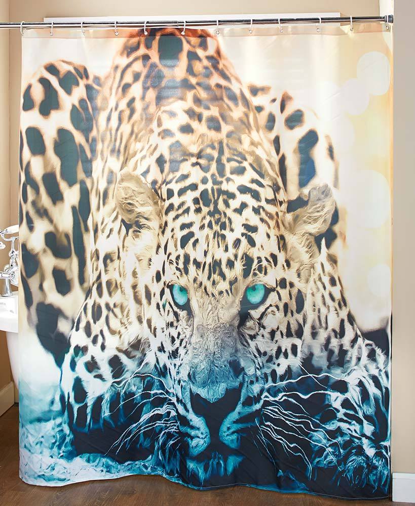 Jungle Tiger Shower Curtain with Leopard Print for a Wild Bathroom Decor