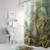 Jungle Toile de Jouy Art Shower Curtain with Blue White Contemporary Pattern