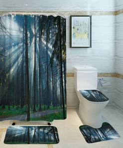 Jungle Trees Path Print Shower Curtain For Nature Lovers - Forest Path Jungle Trees Print