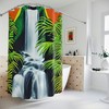Jungle Waterfall Art Print Shower Curtain, Modern Bathroom Decor with Waterfall and Jungle Design