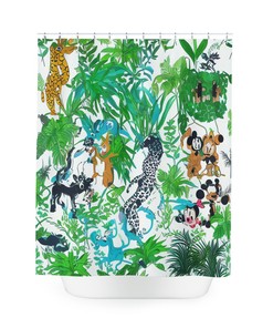 Jungle Waterfall Print Shower Curtain with AI Art Design for Nature Lovers