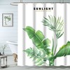 Jungle-Inspired Shower Curtain with Letter Print and Tropical Palm Tree Leaves
