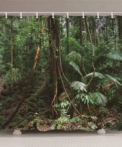 Jungle-Themed 3D Shower Curtain: Waterproof Fabric Bathroom Decorr