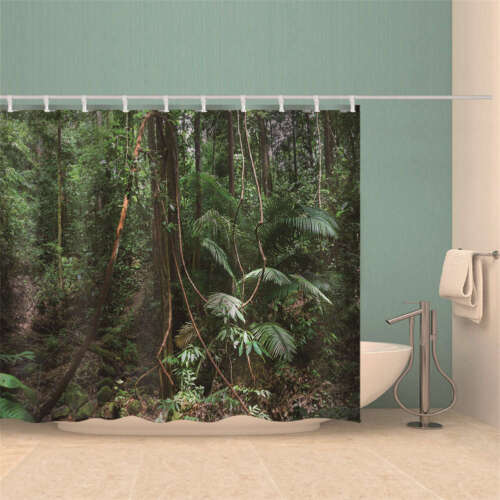Jungle-Themed 3D Shower Curtain: Waterproof Fabric Bathroom Decorr - Image 2