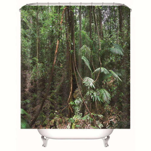 Jungle-Themed 3D Shower Curtain: Waterproof Fabric Bathroom Decorr - Image 3