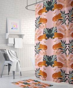 Jungle-inspired Tiger Shower Curtain for Nature-Infused Bathroom Decor