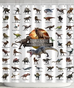 Jurassic Dino World Park Shower Curtain - Funny Kids Bathroom Decor