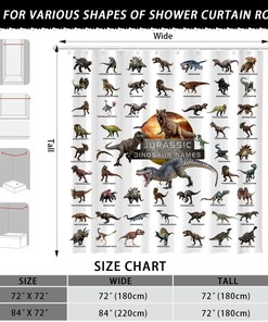 Jurassic Dino World Park Shower Curtain - Funny Kids Bathroom Decor