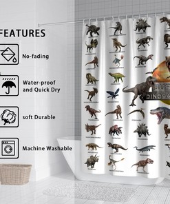 Jurassic Dino World Park Shower Curtain - Funny Kids Bathroom Decor