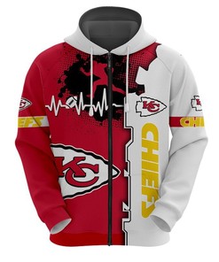 Kansas City Chiefs All Over Print 3D Zip Hoodie - Custom All Over Print Hoodie