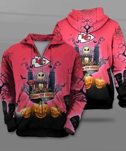 Kansas City Chiefs Halloween Costume Hoodie 3D Jack Skellington Graphic Gift