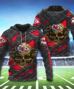 Kansas City Chiefs Skull 3D Hoodie - Great Gift For Fans